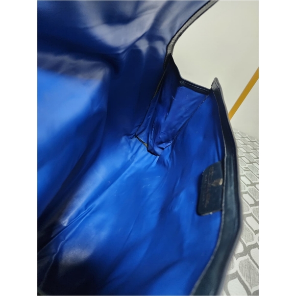 Gucci Vintage GG Sherry Line PVC Leather Clutch Beige/Navy Blue - Picture 13 of 14